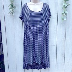 2X Blue and White Striped Dress